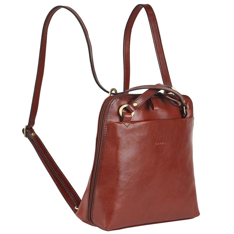 Banuce Full Grain Italian Leather Convertible Backpack Purse for Women Small Lightweight Backpack Bag for 9.7 Inch iPad Red Brown - Image 1